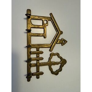 Vintage Price Products Solid Brass Key Rack Cottage House Picket Fence 5 Hooks